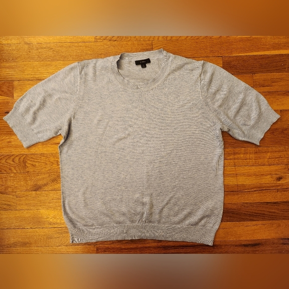 J. Crew Sweaters - J Crew Light Blue Short Sleeve Crew Neck Cotton Blend Sweater Size L